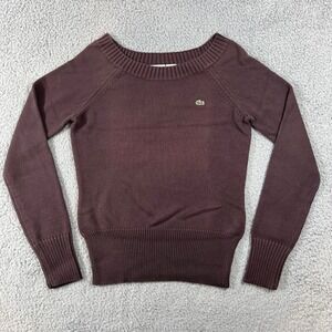 Lacoste Brown Cotton Croc Logo Long Sleeve‎ Sweater Women Size M(US) / 8(EU) NWT
